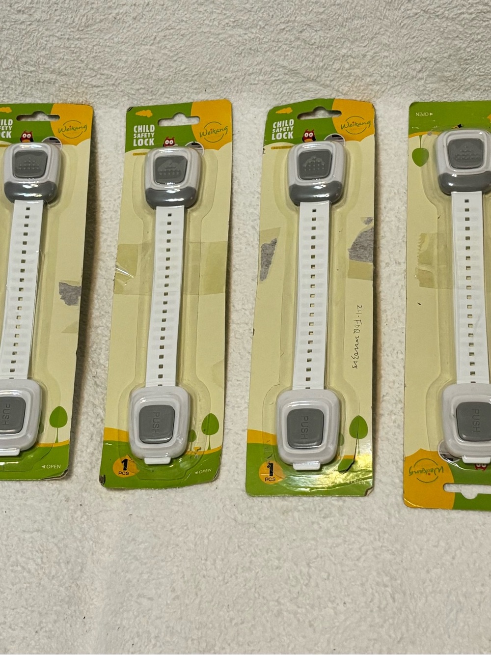 Child Safety Strap Lock — White and Gray Adjustable Cabinet Protector